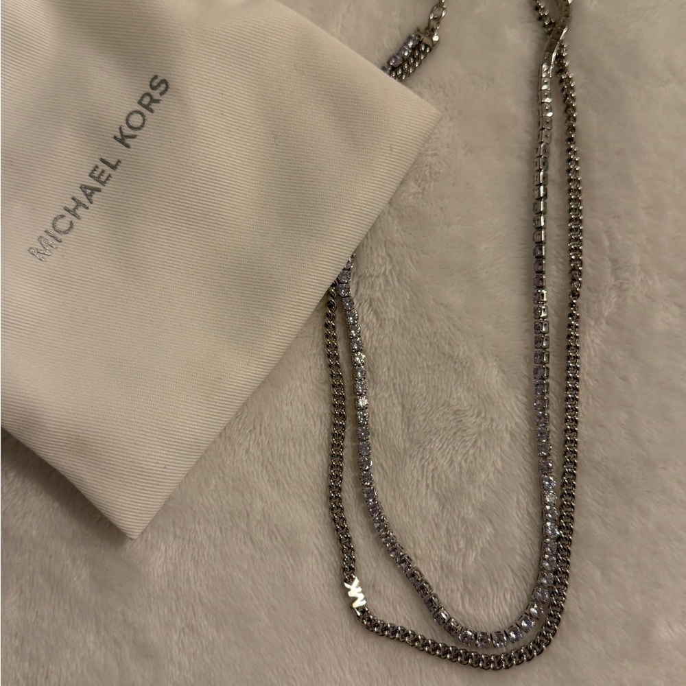 Michael Kors Silver-Tone Layered Necklace - Brand New (Never Worn)
